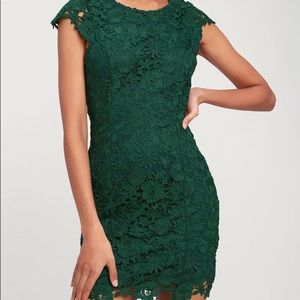 Lulu's Green Lace Backless Dress